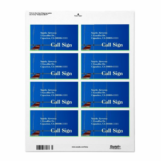 Amateur Radio Beam antenne roepnaam Etiket (Full Sheet)