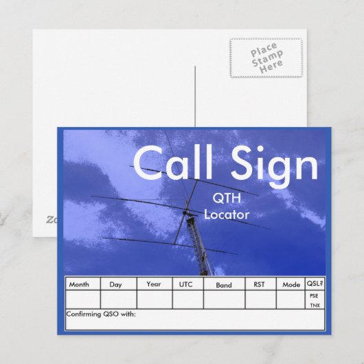 Amateur Radio Beam en Tower QSL Briefkaart (Voorkant / Achterkant)