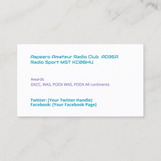 Amateur Radio Call Sign Kaarten met aangepaste QR- Visitekaartje (Achterkant)