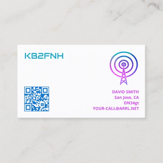 Amateur Radio Call Sign Kaarten met aangepaste QR- Visitekaartje (Voorkant)