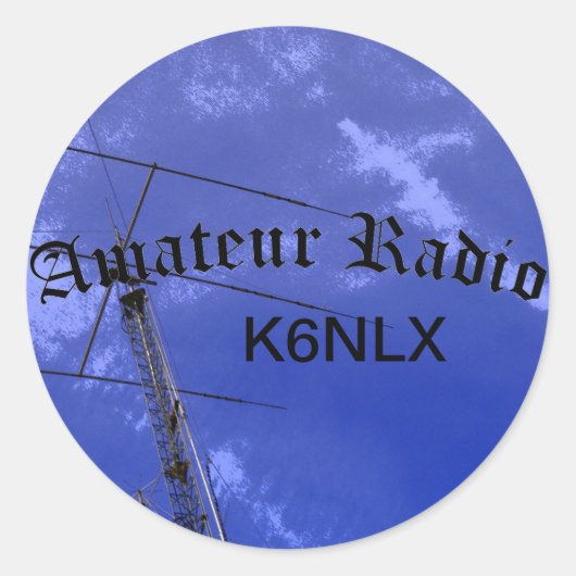 Amateur-radio en -roepnaam ronde sticker (Voorkant)