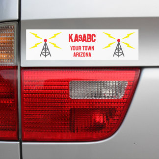 Amateur Radio Ham Operator Antenna en Call Sign. Bumpersticker