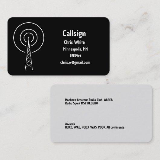Amateur Radio Ham Visitekaartje (Voorkant / Achterkant)