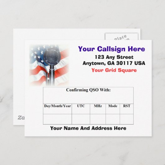 Amateur Radio QSL-kaart Briefkaart (Voorkant / Achterkant)