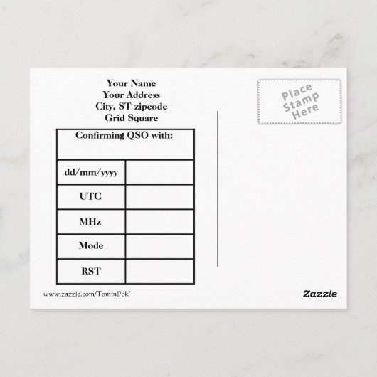Amateur Radio QSL-kaartSjabloon Briefkaart (Achterkant)