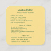 Amateur Radio Vierkante Visitekaartje (Achterkant)