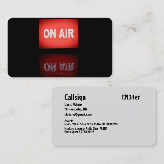 Amateur Radio Visitekaartje (Voorkant / Achterkant)