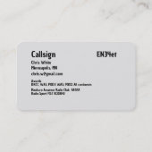 Amateur Radio Visitekaartje (Achterkant)