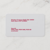 Amateur Radio Visitekaartje (Achterkant)