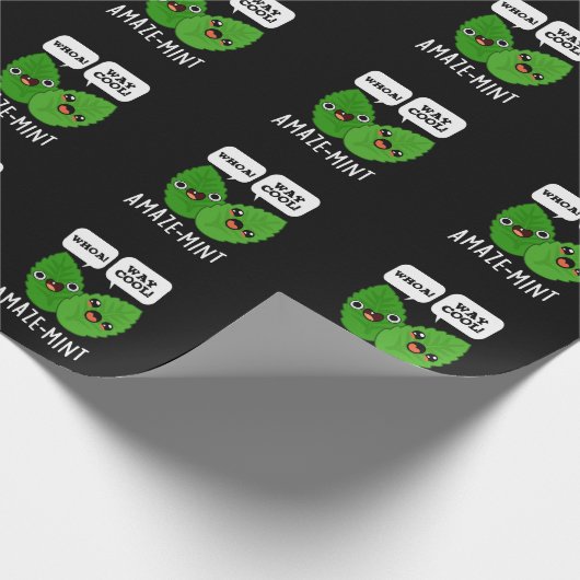 Amaze-mint Funny Mint Leaves Pun Dark BG Cadeaupapier (Hoek)