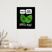 Amaze-mint Funny Mint Leaves Pun Dark BG Poster (Keuken)