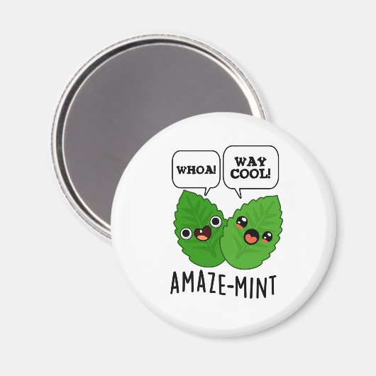 Amaze-mint Funny Mint Leaves Pun Magneet (Voorkant / Achterkant)