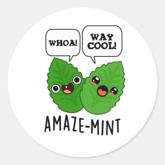 Amaze-mint Funny Mint Leaves Pun Ronde Sticker (Voorkant)