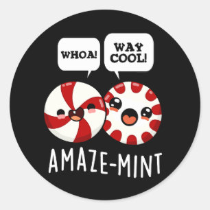 Amaze-mint Funny Peppermint Pun Dark BG Ronde Sticker