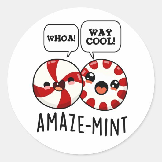 Amaze-mint Funny Peppermint Pun Ronde Sticker (Voorkant)
