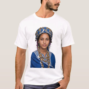 Amazigh Berber Meisje - Traditionele Blauwe Hoofdd T-shirt