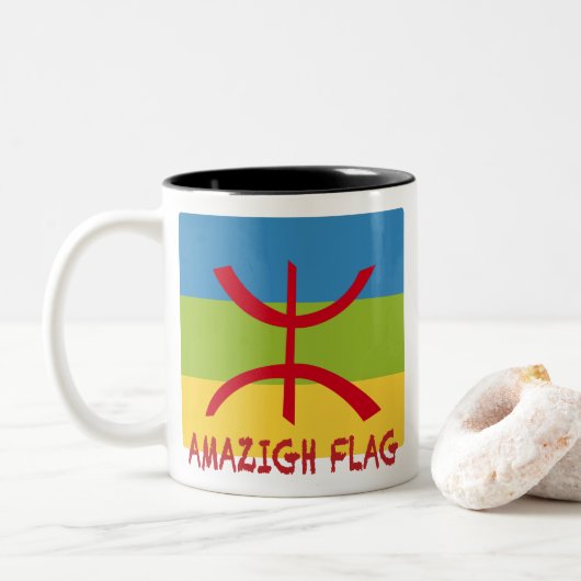 Amazigh flag - berber flag-Drapeau Amazigh Tweekleurige Koffiemok (Met donut)