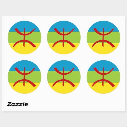 Amazigh Flag Gift Berber Flag Kabyles Ronde Sticker (Vel)