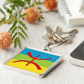 Amazigh Flag Gift Berber Flag Kabyles Sleutelhanger (Zijkant)