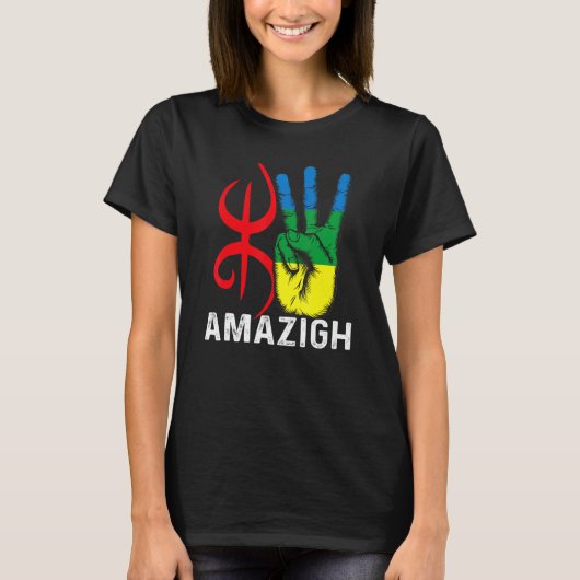 amazigh hand en yaz symbool met tifinagh t-shirt (Voorkant)