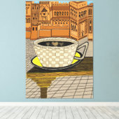 Amazigh Marokkaanse Kasbah met Koffiekopje Canvas Afdruk (Insitu (Houten vloer))