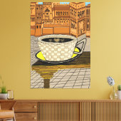 Amazigh Marokkaanse Kasbah met Koffiekopje Canvas Afdruk (Insitu (Woonkamer))