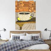 Amazigh Marokkaanse Kasbah met Koffiekopje Canvas Afdruk (Insitu (Slaapkamer))