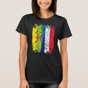 AMAZIGH ROOTS Half Frans Half KABYL Flag T-shirt