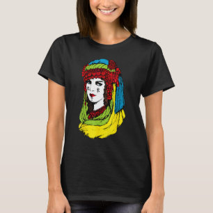 Amazigh Vrouw Met Tattoo & Kleurrijk Tamazight Ber T-shirt