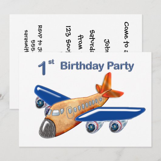 Amazing Airplane 1st Birthday Kaart (Voorkant / Achterkant)