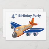 Amazing Airplane 4th Birthday Kaart (Voorkant / Achterkant)