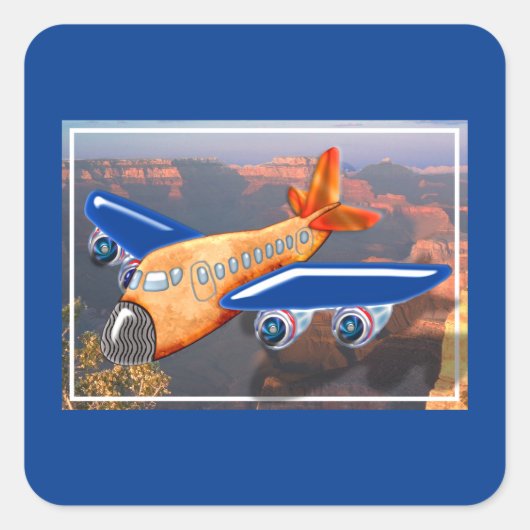 Amazing Airplane Uitzicht Vierkante Sticker (Voorkant)