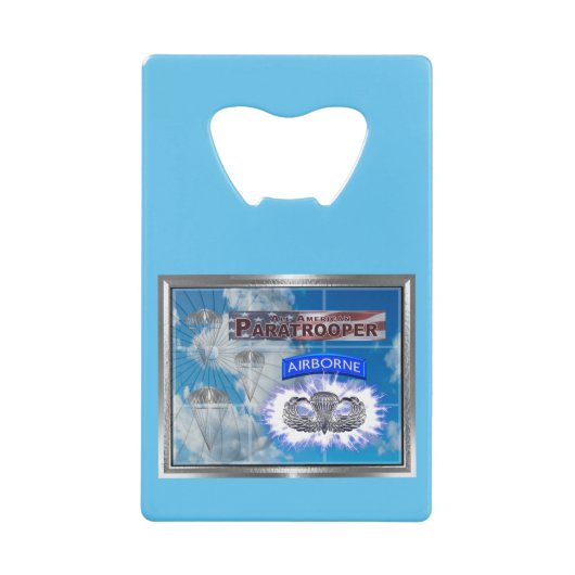 Amazing American Paratrooper en Flag Creditkaart Flessenopener (Voorkant)