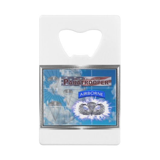 Amazing American Paratrooper en Flag Creditkaart Flessenopener (Achterkant)
