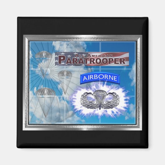 Amazing American Paratrooper en Flag Magneet (Voorkant)