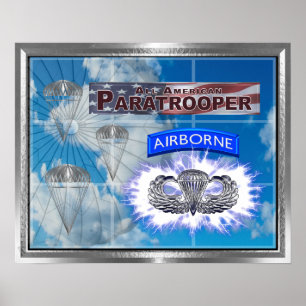 Amazing American Paratrooper en Flag Poster