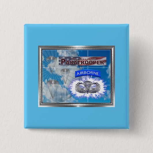 Amazing American Paratrooper en Flag Vierkante Button 5,1 Cm (Voorkant)
