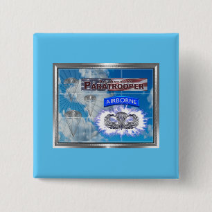 Amazing American Paratrooper en Flag Vierkante Button 5,1 Cm