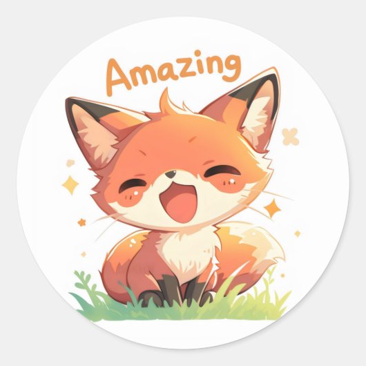 Amazing Anime Fox Ronde Sticker (Voorkant)