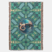 Amazing Aries Zodiac Green Blue Fractal Lace Deken (Voorkant Verticaal)
