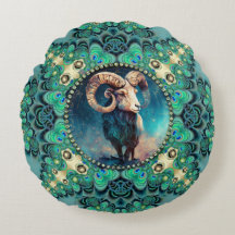 Amazing Aries Zodiac Green Blue Fractal Lace