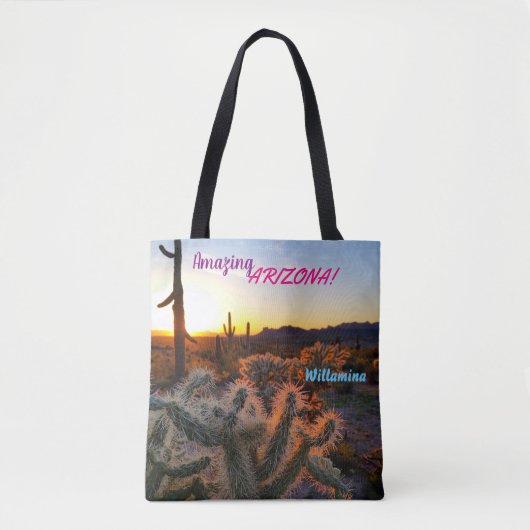 Amazing Arizona / Sunset / Saguaro Cactus Tote Bag (Voorkant)