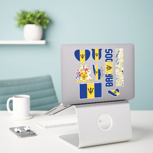 Amazing Barbados Shapes National Symbols Sticker (Laptop op bureau)