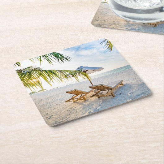 Amazing Beach Sunset Kartonnen Onderzetters (Schuin)
