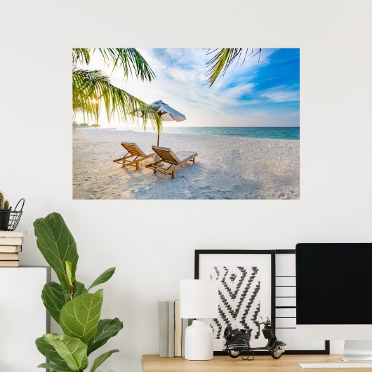 Amazing Beach Sunset Poster (Thuiskantoor)