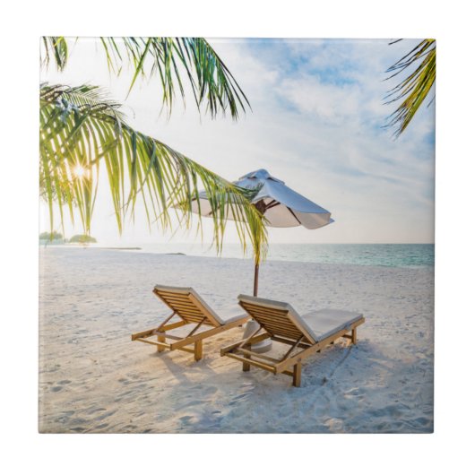 Amazing Beach Sunset Tegeltje (Voorkant)