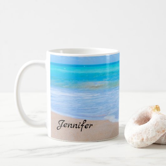 Amazing Beach Tropical Scene Foto Koffiemok (Met donut)