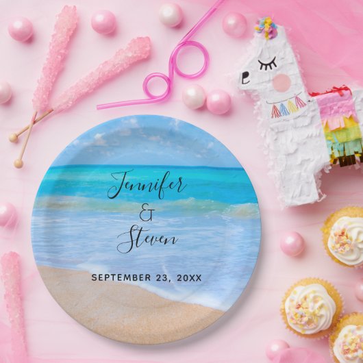 Amazing Beach Tropical Scene Photo Weddenschap Papieren Bordje (Feest)