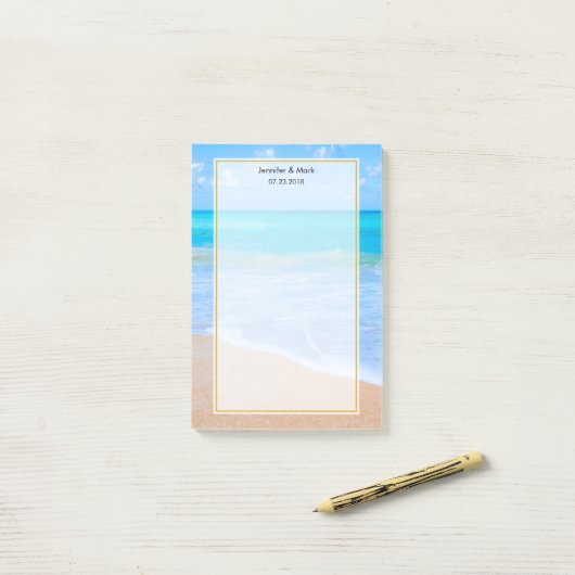 Amazing Beach Tropical Scene Photo Weddenschap Post-it® Notes (Op bureau)