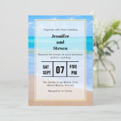 Amazing Beach Tropical Scene Photo Wedding Invite Kaart (Staand voorkant)